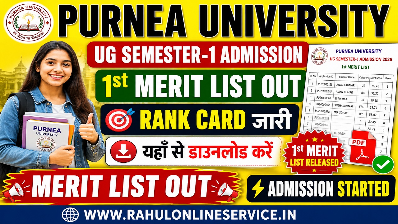 Purnea University UG Admission Merit List 2026