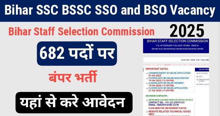 Bihar SSC BSSC SSO and BSO Vacancy 2025