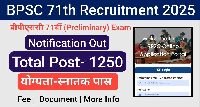 BPSC 71th Recruitment 2025: BPSC में पीसीएस के 1250 पदों पर निकली भर्ती, यहाँ से करें आवेदन