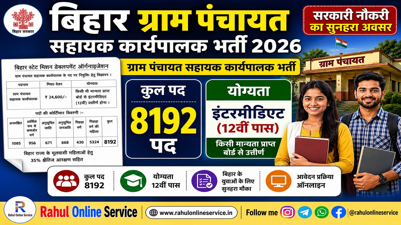 Bihar Gram Panchayat Sahayak Karyapalak Recruitment 2026