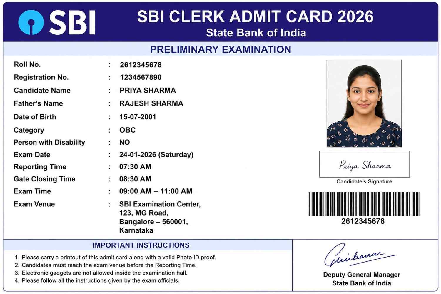 SBI Clerk Admit Card 2026